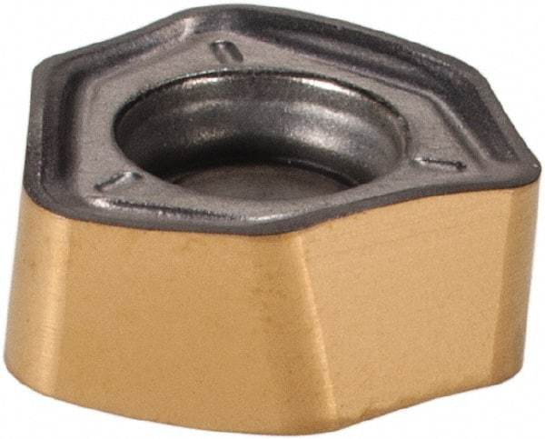 Iscar - H600 WXCU040310 T Grade IC830 Carbide Milling Insert - TiAlN/TiN Finish, 0.122" Thick, 0.246" Inscribed Circle, 0.97mm Corner Radius - Eagle Tool & Supply