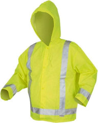 MCR Safety - Size M, Lime, Rain Jacket - Attached Hood - Eagle Tool & Supply