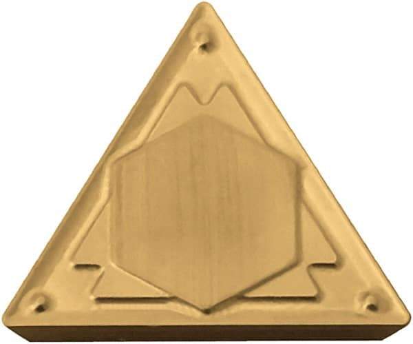 Kyocera - TPMR321 HQ Grade CA5535 Carbide Turning Insert - TiCN/Al2O3/TiN Finish, 60° Triangle, 3/8" Inscr Circle, 1/8" Thick, 1/64" Corner Radius - Eagle Tool & Supply