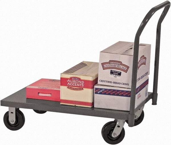 Durham - 2,000 Lb Capacity Steel Platform Truck - Steel Deck, 48" OAW, 9" Platform Height, Phenolic Casters - Eagle Tool & Supply