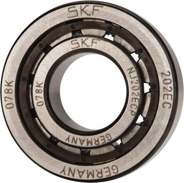 SKF - 15mm Bore Diam, 35mm Outside Diam, 11mm Wide Cylindrical Roller Bearing - 12,500 N Dynamic Capacity, 10,200 Lbs. Static Capacity - Eagle Tool & Supply