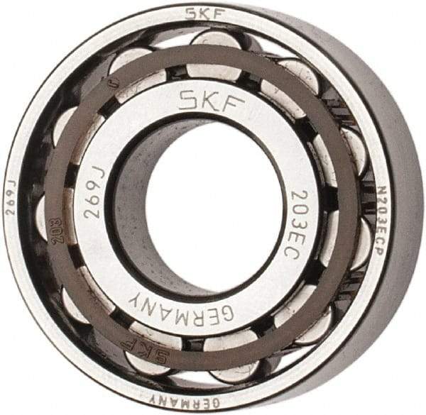 SKF - 17mm Bore Diam, 40mm Outside Diam, 12mm Wide Cylindrical Roller Bearing - 17,200 N Dynamic Capacity, 14,300 Lbs. Static Capacity - Eagle Tool & Supply
