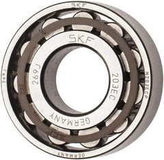 SKF - 17mm Bore Diam, 40mm Outside Diam, 12mm Wide Cylindrical Roller Bearing - 17,200 N Dynamic Capacity, 14,300 Lbs. Static Capacity - Eagle Tool & Supply