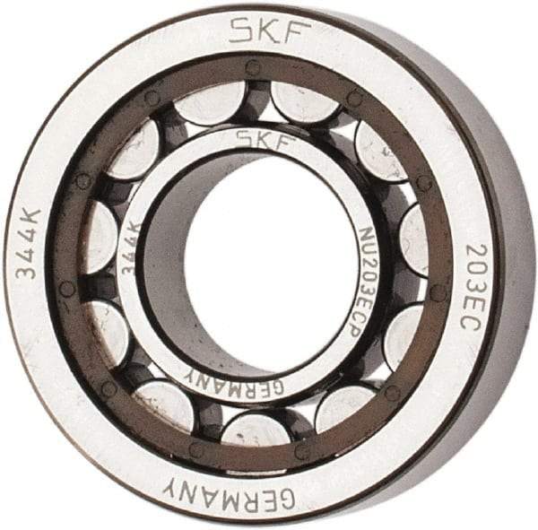 SKF - 17mm Bore Diam, 40mm Outside Diam, 12mm Wide Cylindrical Roller Bearing - 17,200 N Dynamic Capacity, 14,300 Lbs. Static Capacity - Eagle Tool & Supply