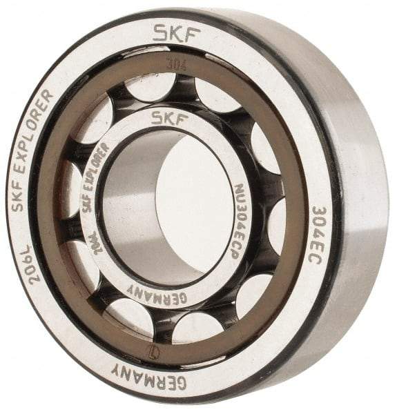 SKF - 20mm Bore Diam, 52mm Outside Diam, 15mm Wide Cylindrical Roller Bearing - 30,800 N Dynamic Capacity, 26,000 Lbs. Static Capacity - Eagle Tool & Supply