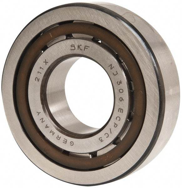 SKF - 30mm Bore Diam, 72mm Outside Diam, 19mm Wide Cylindrical Roller Bearing - 51,200 N Dynamic Capacity, 48,000 Lbs. Static Capacity - Eagle Tool & Supply