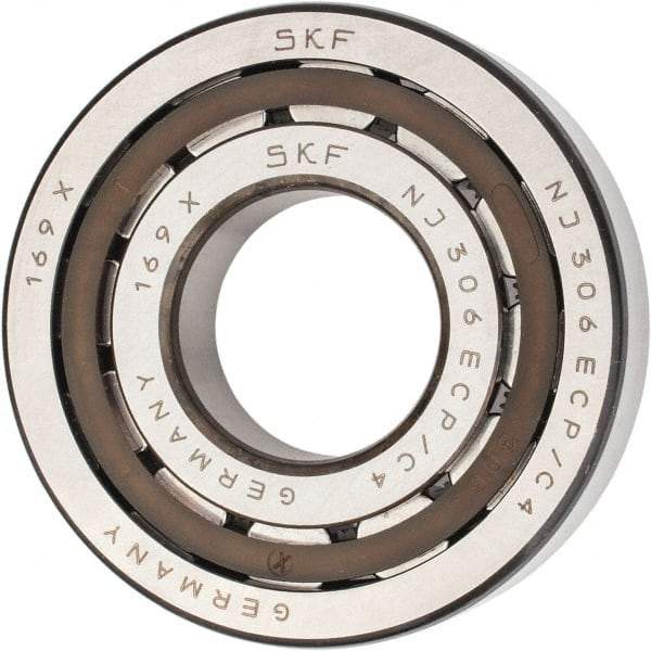 SKF - 30mm Bore Diam, 72mm Outside Diam, 19mm Wide Cylindrical Roller Bearing - 51,200 N Dynamic Capacity, 48,000 Lbs. Static Capacity - Eagle Tool & Supply