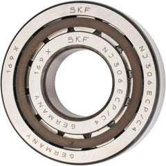 SKF - 30mm Bore Diam, 72mm Outside Diam, 19mm Wide Cylindrical Roller Bearing - 51,200 N Dynamic Capacity, 48,000 Lbs. Static Capacity - Eagle Tool & Supply