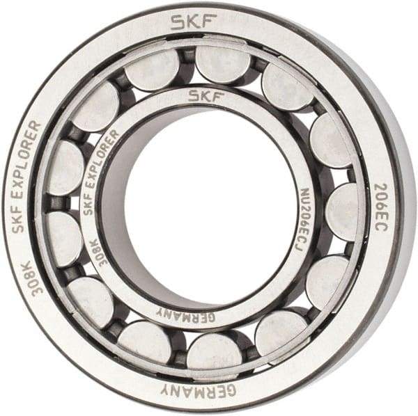 SKF - 30mm Bore Diam, 62mm Outside Diam, 16mm Wide Cylindrical Roller Bearing - 38,000 N Dynamic Capacity, 36,500 Lbs. Static Capacity - Eagle Tool & Supply