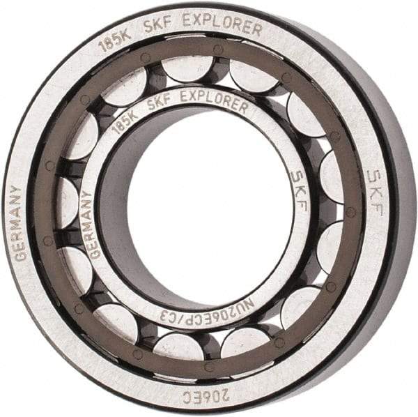 SKF - 30mm Bore Diam, 62mm Outside Diam, 16mm Wide Cylindrical Roller Bearing - 38,000 N Dynamic Capacity, 36,500 Lbs. Static Capacity - Eagle Tool & Supply