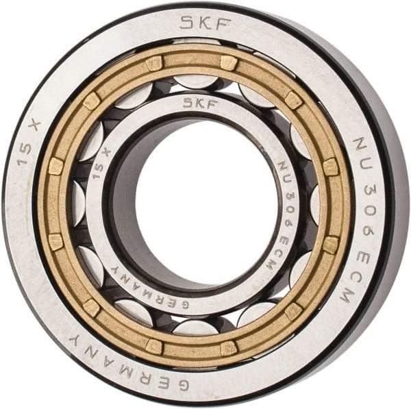 SKF - 30mm Bore Diam, 72mm Outside Diam, 19mm Wide Cylindrical Roller Bearing - 51,200 N Dynamic Capacity, 48,000 Lbs. Static Capacity - Eagle Tool & Supply