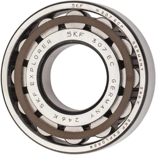 SKF - 35mm Bore Diam, 80mm Outside Diam, 21mm Wide Cylindrical Roller Bearing - 64,400 N Dynamic Capacity, 63,000 Lbs. Static Capacity - Eagle Tool & Supply