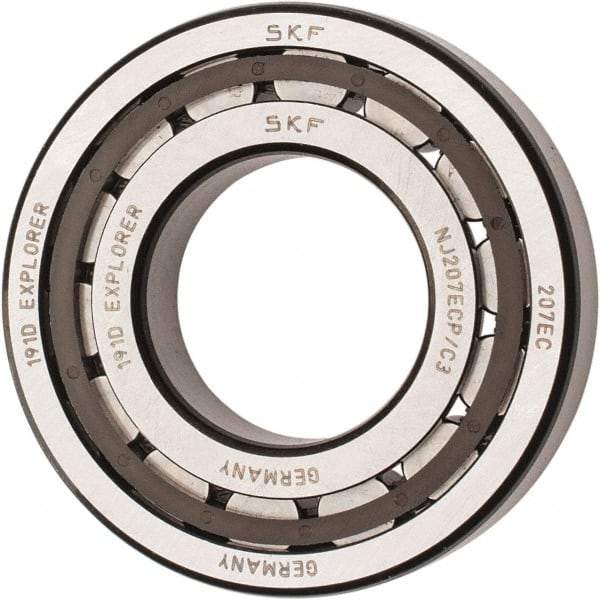 SKF - 35mm Bore Diam, 72mm Outside Diam, 17mm Wide Cylindrical Roller Bearing - 48,400 N Dynamic Capacity, 48,000 Lbs. Static Capacity - Eagle Tool & Supply