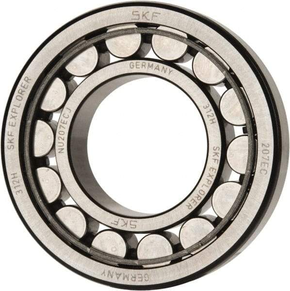 SKF - 35mm Bore Diam, 72mm Outside Diam, 17mm Wide Cylindrical Roller Bearing - 48,400 N Dynamic Capacity, 48,000 Lbs. Static Capacity - Eagle Tool & Supply