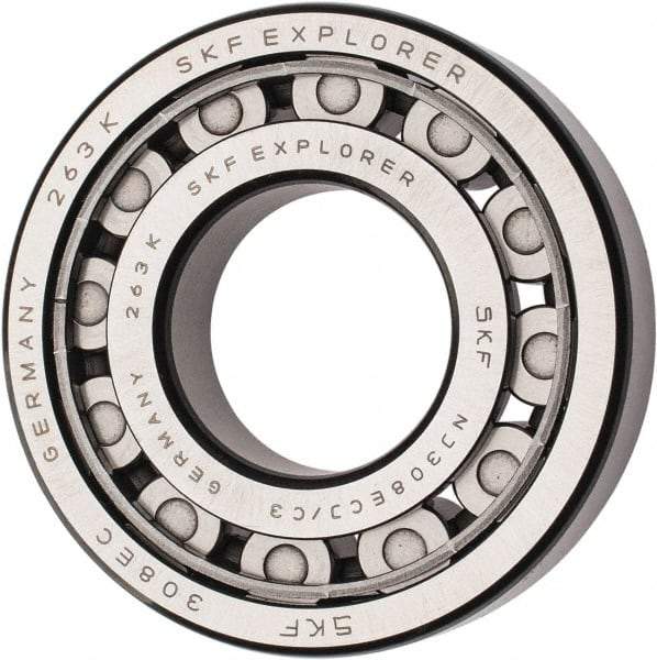 SKF - 40mm Bore Diam, 90mm Outside Diam, 23mm Wide Cylindrical Roller Bearing - 80,900 N Dynamic Capacity, 78,000 Lbs. Static Capacity - Eagle Tool & Supply