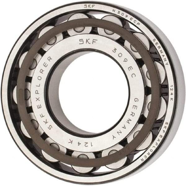 SKF - 45mm Bore Diam, 100mm Outside Diam, 25mm Wide Cylindrical Roller Bearing - 99,000 N Dynamic Capacity, 100,000 Lbs. Static Capacity - Eagle Tool & Supply