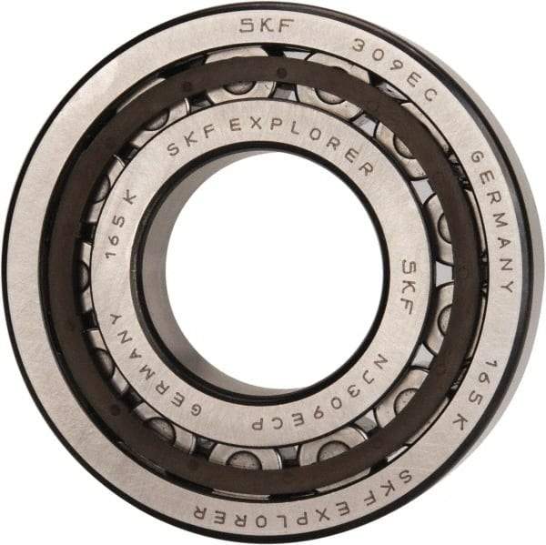 SKF - 45mm Bore Diam, 100mm Outside Diam, 25mm Wide Cylindrical Roller Bearing - 99,000 N Dynamic Capacity, 100,000 Lbs. Static Capacity - Eagle Tool & Supply