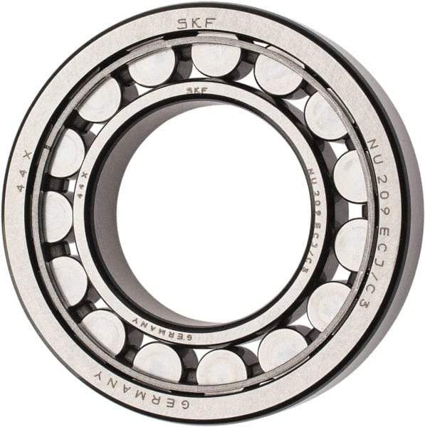 SKF - 45mm Bore Diam, 85mm Outside Diam, 19mm Wide Cylindrical Roller Bearing - 60,500 N Dynamic Capacity, 64,000 Lbs. Static Capacity - Eagle Tool & Supply