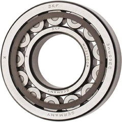 SKF - 45mm Bore Diam, 100mm Outside Diam, 25mm Wide Cylindrical Roller Bearing - 99,000 N Dynamic Capacity, 100,000 Lbs. Static Capacity - Eagle Tool & Supply