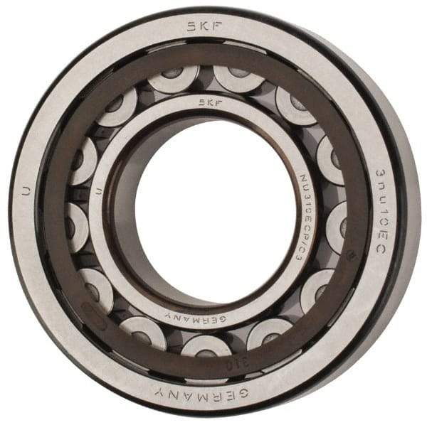 SKF - 50mm Bore Diam, 110mm Outside Diam, 27mm Wide Cylindrical Roller Bearing - 110,000 N Dynamic Capacity, 112,000 Lbs. Static Capacity - Eagle Tool & Supply