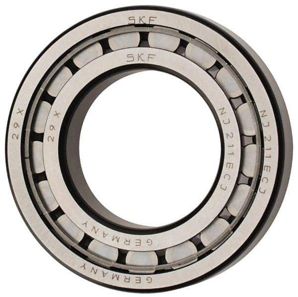 SKF - 55mm Bore Diam, 100mm Outside Diam, 21mm Wide Cylindrical Roller Bearing - 84,200 N Dynamic Capacity, 95,000 Lbs. Static Capacity - Eagle Tool & Supply