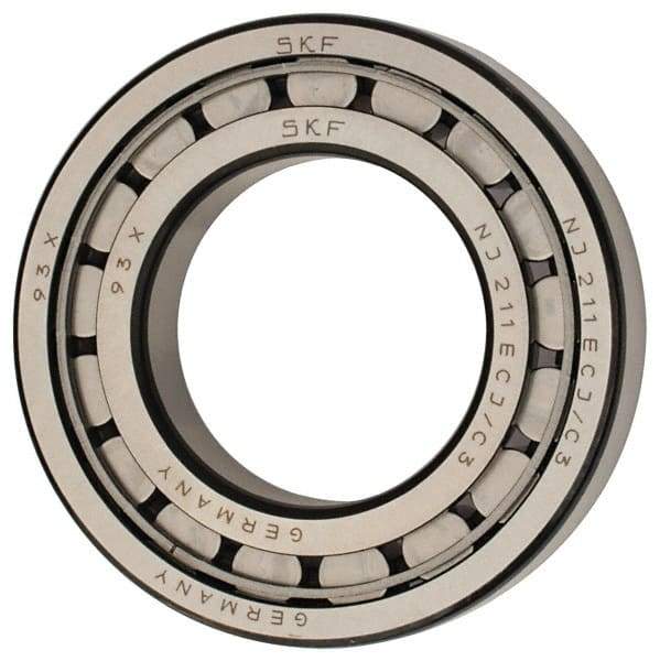 SKF - 55mm Bore Diam, 100mm Outside Diam, 21mm Wide Cylindrical Roller Bearing - 84,200 N Dynamic Capacity, 95,000 Lbs. Static Capacity - Eagle Tool & Supply