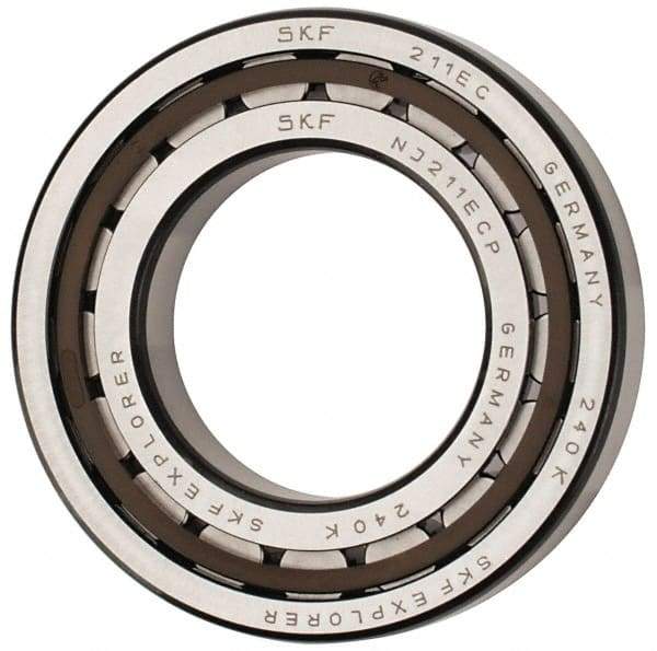 SKF - 55mm Bore Diam, 100mm Outside Diam, 21mm Wide Cylindrical Roller Bearing - 84,200 N Dynamic Capacity, 95,000 Lbs. Static Capacity - Eagle Tool & Supply