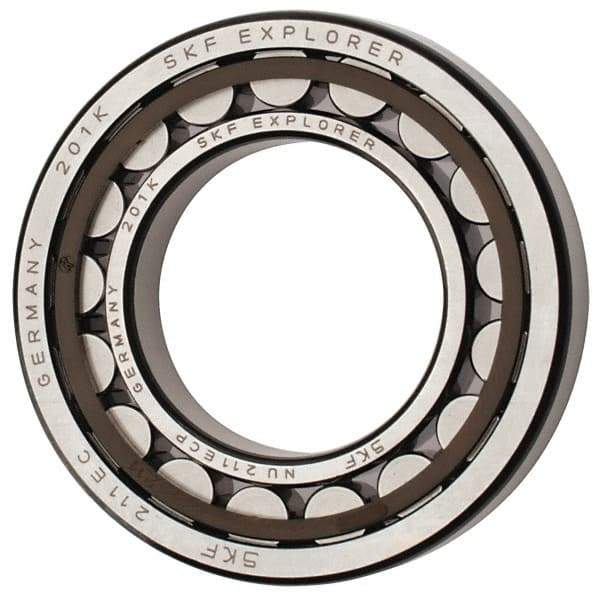 SKF - 55mm Bore Diam, 100mm Outside Diam, 21mm Wide Cylindrical Roller Bearing - 84,200 N Dynamic Capacity, 95,000 Lbs. Static Capacity - Eagle Tool & Supply