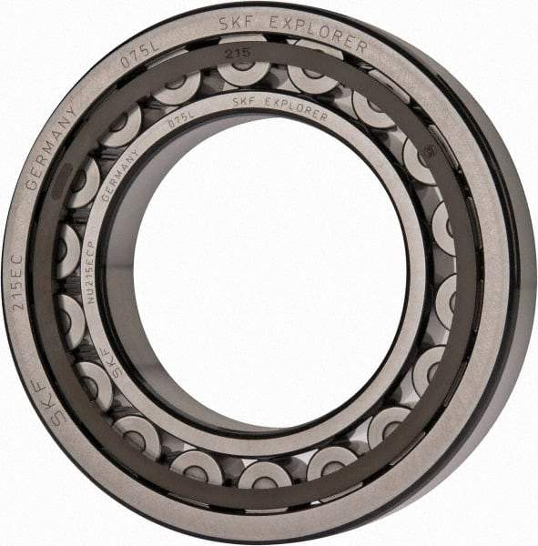 SKF - 75mm Bore Diam, 130mm Outside Diam, 25mm Wide Cylindrical Roller Bearing - 130,000 N Dynamic Capacity, 156,000 Lbs. Static Capacity - Eagle Tool & Supply