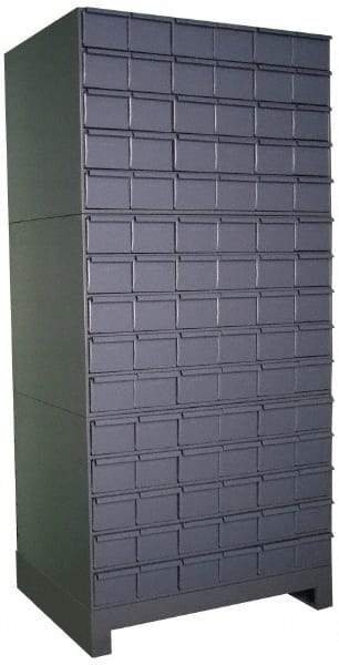 Durham - 90 Bin Drawer Cabinet System - 17-1/4 Inch Overall Depth x 69-1/8 Inch Overall Height, Gray Steel Bins - Eagle Tool & Supply