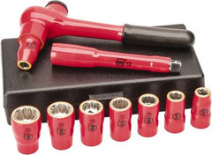 Wiha - 10 Piece 3/8" Drive Socket Set - 6 Points, 5/16" to 3/4" Range, Inch Measurement Standard - Eagle Tool & Supply