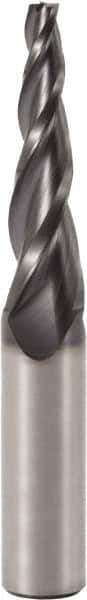 Seco - 5° Taper Angle per Side, 2.5mm Small End Diam, 10mm LOC, Solid Carbide 2 Flute Tapered Square End Mill - 50mm OAL, 5mm Shank Diam, Spiral Flute, 40° Helix - Eagle Tool & Supply