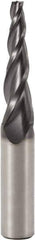 Seco - 5° Taper Angle per Side, 2.5mm Small End Diam, 10mm LOC, Solid Carbide 2 Flute Tapered Square End Mill - 50mm OAL, 5mm Shank Diam, Spiral Flute, 40° Helix - Eagle Tool & Supply