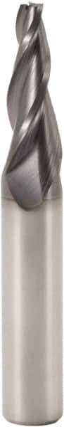 Seco - 7° Taper Angle per Side, 2.5mm Small End Diam, 22mm LOC, Solid Carbide 3 Flute Tapered Square End Mill - 65mm OAL, 8mm Shank Diam, Spiral Flute, 30° Helix - Eagle Tool & Supply