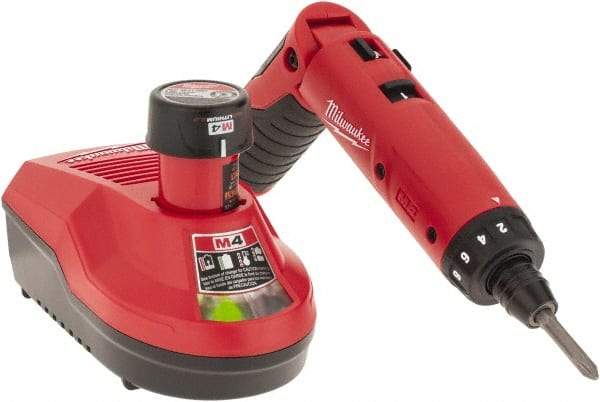 Milwaukee Tool - 4 Volts, Lithium-Ion Battery, Swivel Handle Cordless Screwdriver - 200, 600 RPM, 44 Inch/Lbs. Torque, Battery Included - Eagle Tool & Supply