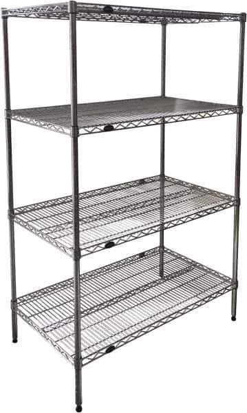 Value Collection - 4 Shelf Wire Shelving Unit - 60" Wide x 18" Deep x 63" High, - Eagle Tool & Supply