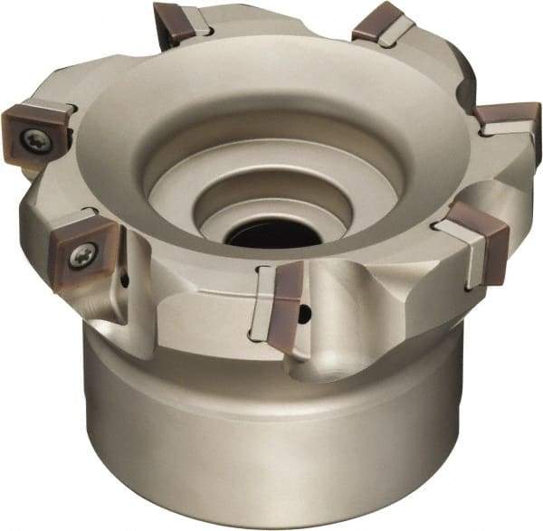 Sumitomo - 5 Inserts, 4" Cut Diam, 1-1/4" Arbor Diam, Indexable Square-Shoulder Face Mill - 2" High, SOMT 1204.. Insert Compatibility, Through Coolant, Series WaveMill - Eagle Tool & Supply