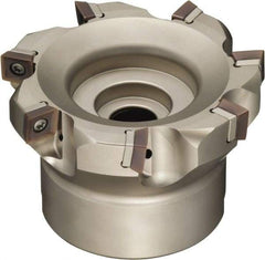 Sumitomo - 4 Inserts, 50mm Cut Diam, 22mm Arbor Diam, Indexable Square-Shoulder Face Mill - 40mm High, SOMT 1204.. Insert Compatibility, Through Coolant, Series WaveMill - Eagle Tool & Supply