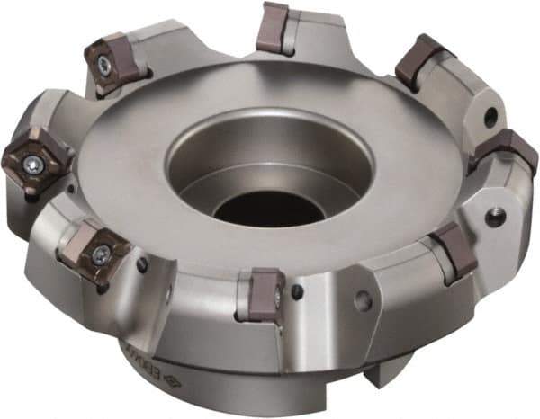 Sumitomo - 2" Cut Diam, 3/4" Arbor Hole, 6mm Max Depth of Cut, 45° Indexable Chamfer & Angle Face Mill - 5 Inserts, ONMT 05T6\xB6SNMT 13T6\xB6XNET 13T6 Insert, Right Hand Cut, Through Coolant, Series DualMill - Eagle Tool & Supply