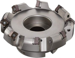 Sumitomo - 4" Cut Diam, 1-1/4" Arbor Hole, 6mm Max Depth of Cut, 45° Indexable Chamfer & Angle Face Mill - 7 Inserts, ONMT 05T6\xB6SNMT 13T6\xB6XNET 13T6 Insert, Right Hand Cut, Through Coolant, Series DualMill - Eagle Tool & Supply