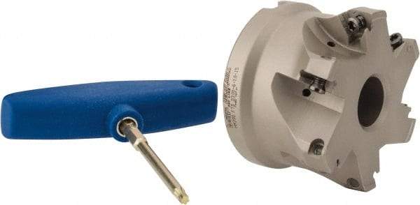 Iscar - 6 Inserts, 3" Cut Diam, 1" Arbor Diam, 0.512" Max Depth of Cut, Indexable Square-Shoulder Face Mill - 0/90° Lead Angle, 2" High, HM390 TDKT 1505 Insert Compatibility, Through Coolant, Series HeliIQMill - Eagle Tool & Supply