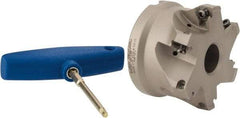 Iscar - 6 Inserts, 3" Cut Diam, 1" Arbor Diam, 0.512" Max Depth of Cut, Indexable Square-Shoulder Face Mill - 0/90° Lead Angle, 2" High, HM390 TDKT 1505 Insert Compatibility, Through Coolant, Series HeliIQMill - Eagle Tool & Supply