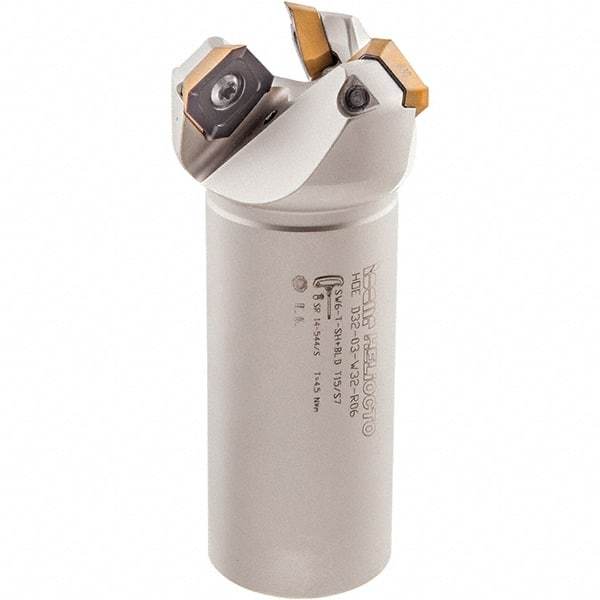 Iscar - 42° Lead Angle, 2.37" Max Cut Diam, 2" Min Cut Diam, 0.1" Max Depth of Cut, Indexable Chamfer and Angle End Mill - 4 Inserts, OECR, OEMT, OEMW-AETN, REMT, SEMT Insert Style, 4-1/2" Overall Length, Through Coolant, Weldon Flat - Eagle Tool & Supply