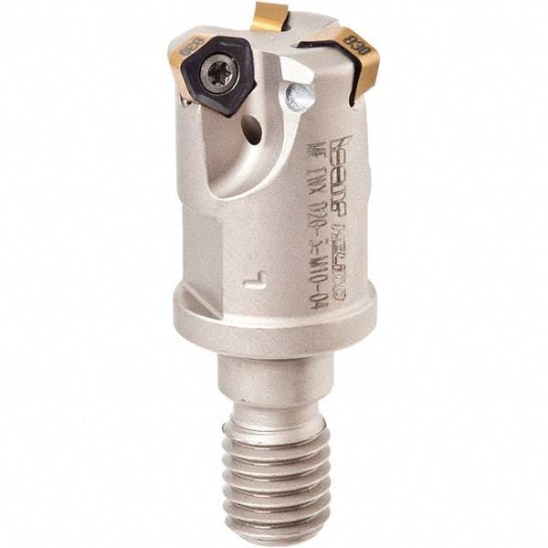 Iscar - 30° Lead Angle, 32mm Max Cut Diam, 22.5mm Min Cut Diam, 2mm Max Depth of Cut, Indexable Chamfer and Angle End Mill - 4 Inserts, H600 WXCU 05 Insert Style, 145mm Overall Length, Through Coolant, Straight Shank - Eagle Tool & Supply