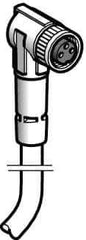 Telemecanique Sensors - 4 Amp, M8 3 Pin Elbowed Female Cordset Sensor and Receptacle - 10 to 30 VDC, 2m Cable Length, IP67 Ingress Rating - Eagle Tool & Supply