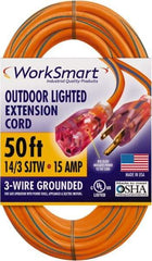 Value Collection - 50', 14/3 Gauge/Conductors, Orange/Blue Outdoor Extension Cord - 1 Receptacle, 15 Amps, UL SJTW, NEMA 5-15P - Eagle Tool & Supply
