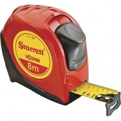 Starrett - 26' x 1" Yellow Blade Tape Measure - 1mm Graduation, S6 Graduation Style, Red Case - Eagle Tool & Supply