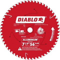 Freud - 7-1/4" Diam, 5/8" Arbor Hole Diam, 56 Tooth Wet & Dry Cut Saw Blade - Carbide-Tipped, Burr-Free Action, Standard Round Arbor - Eagle Tool & Supply