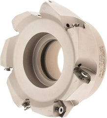 Iscar - 4.37" Cut Diam, 1-1/2" Arbor Hole, 0.18" Max Depth of Cut, 50° Indexable Chamfer & Angle Face Mill - 7 Inserts, IQ845 SYHU 07.. Insert, Right Hand Cut, Through Coolant, Series DoveIQMill - Eagle Tool & Supply