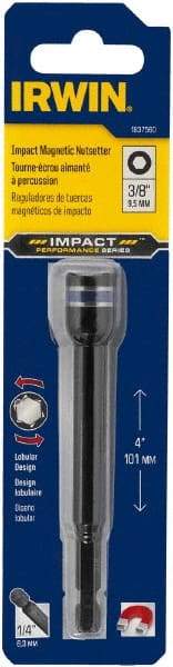 Irwin - 3/8" Magnetic Nutsetter - 1/4" Hex Drive, 4" OAL, 9/16" Socket Nose Diam - Eagle Tool & Supply